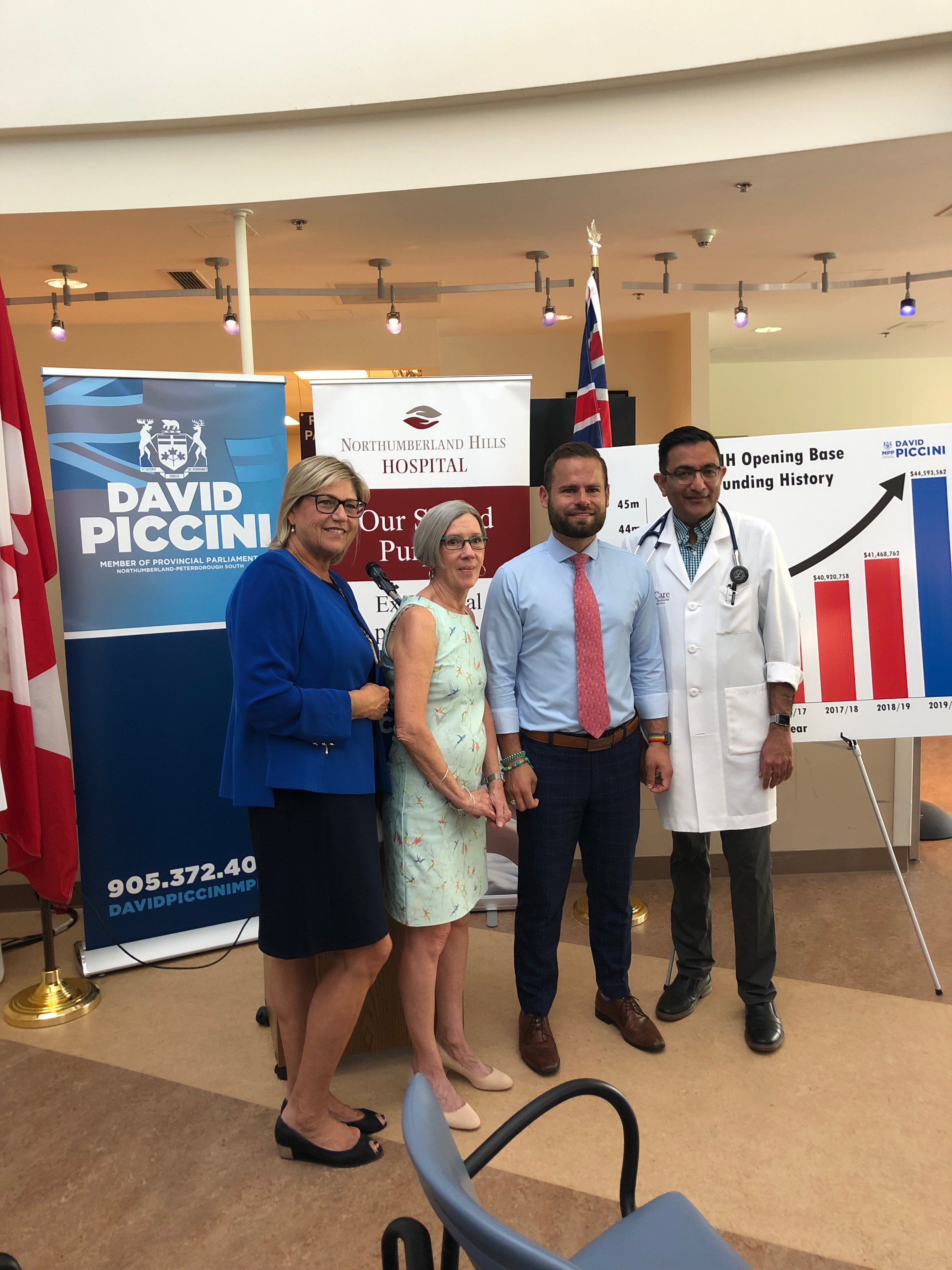 MPP David Piccini Announces Over $1 Million for Base Funding at Northumberland Hills Hospital